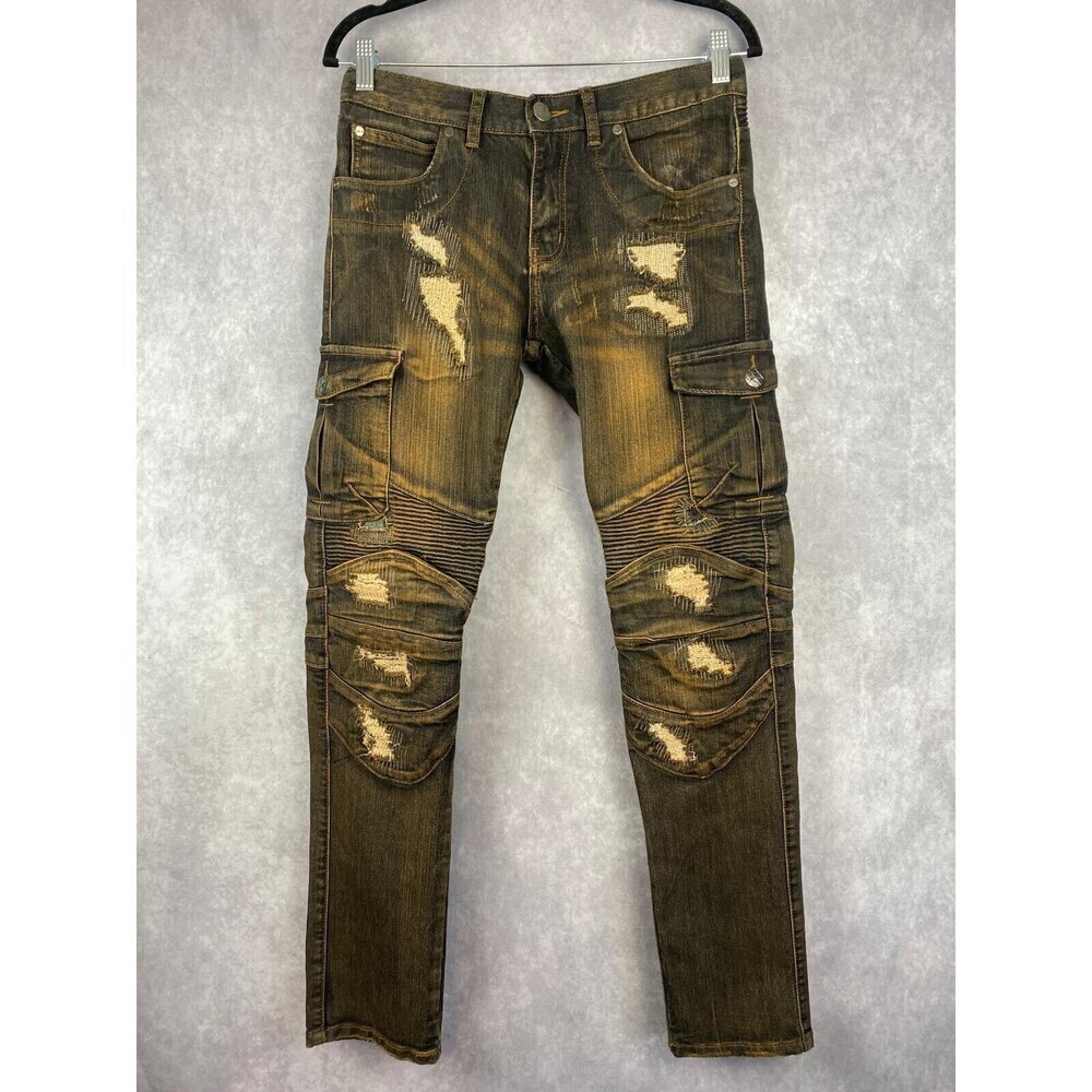 Imperious Trading Jeans Mens 40x32 Zip Legs‎ Pockets Stone Washed Vintage